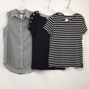 Chico's Women's Black and White Blouse Bundle of 3 Size S EXCELLENT Condition